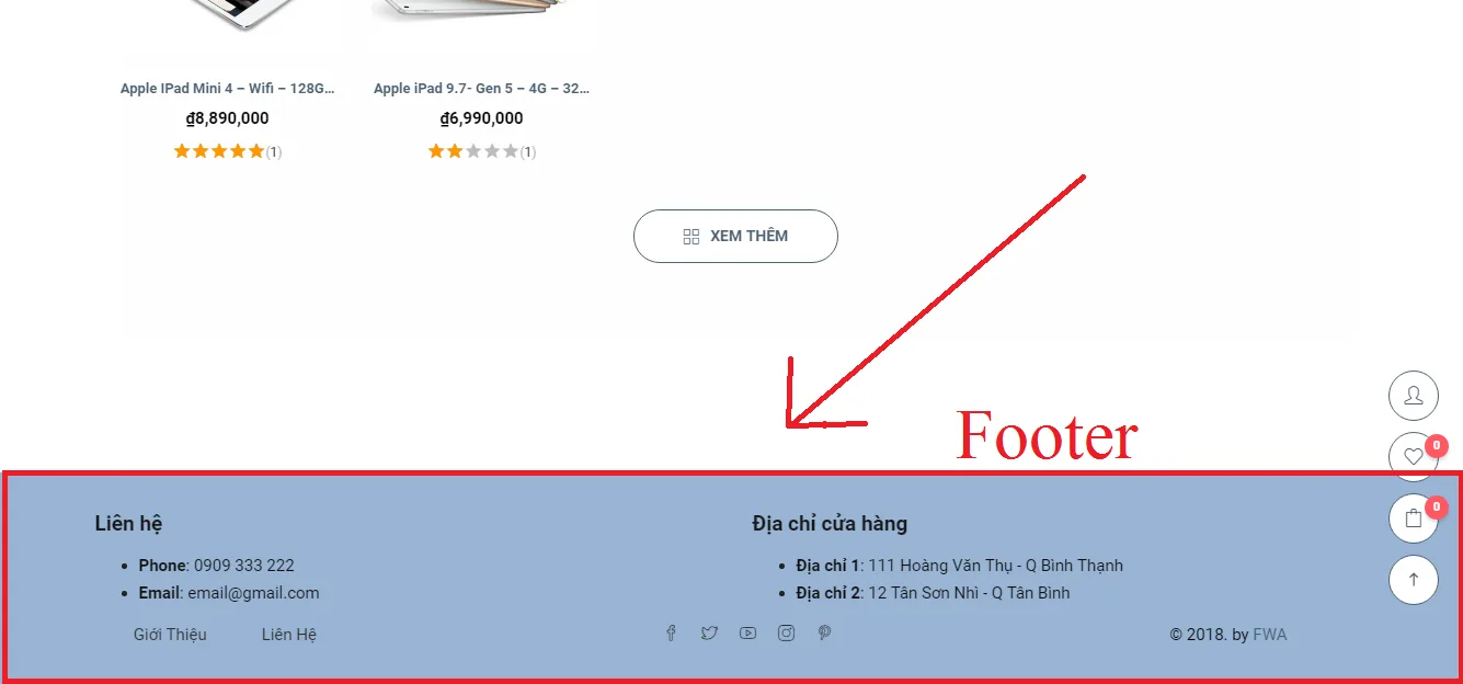 Hướng dẫn thay đổi footer trên website
