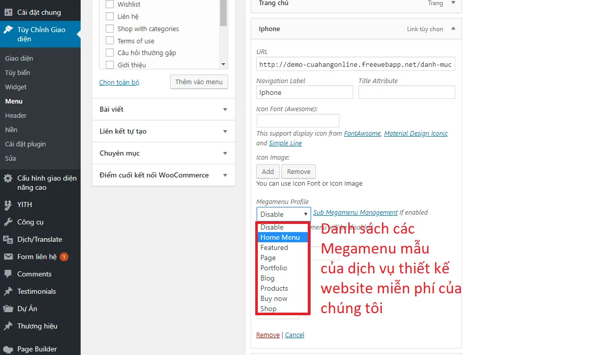 Hướng dẫn sử dụng Mega Menu