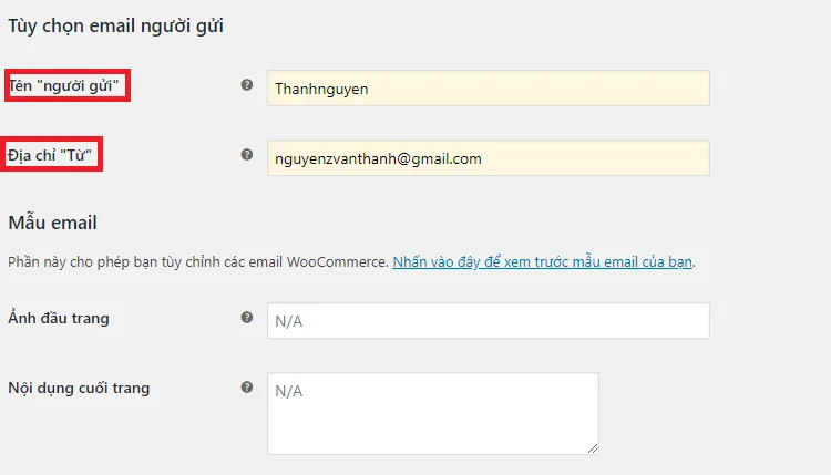 Cấu hình email khi có đơn hàng mới