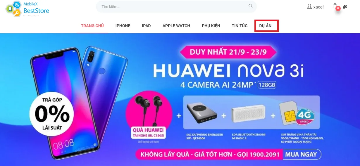 Cách tạo menu dự án là liên kết vào danh mục dự án