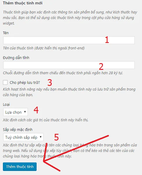 Hướng dẫn thêm, xóa, sửa thuộc tính sản phẩm