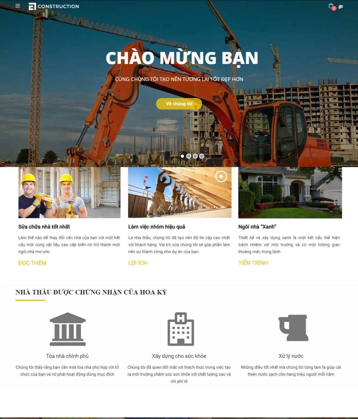 Mẫu Website Công Ty Xây Dựng - CT2 Mẫu Website Công Ty Xây Dựng - CT2