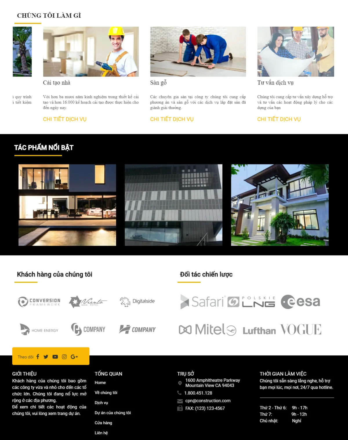 Mẫu thiết kế công ty xây dựng chất lượng cao Mẫu thiết kế công ty xây dựng chất lượng cao
