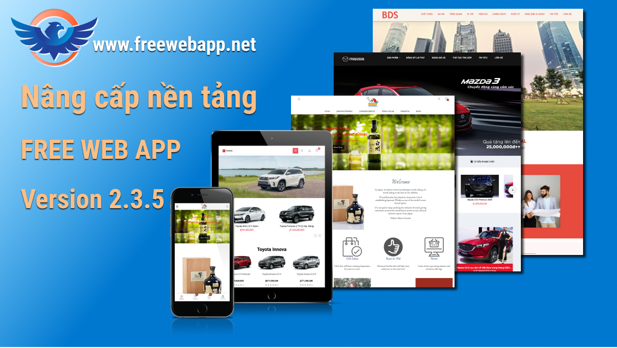 Nâng cấp nền tảng thiết kế website v2.3.5 Nâng cấp giao diện, quy trình đặt hàng và nhiều tính năng mới