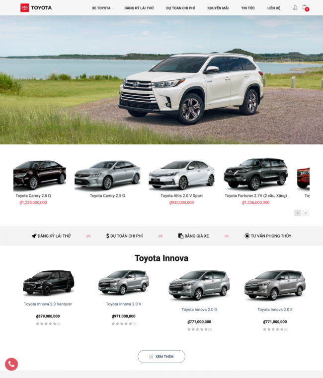 Mẫu Website Bán Ô Tô Toyota - BH5