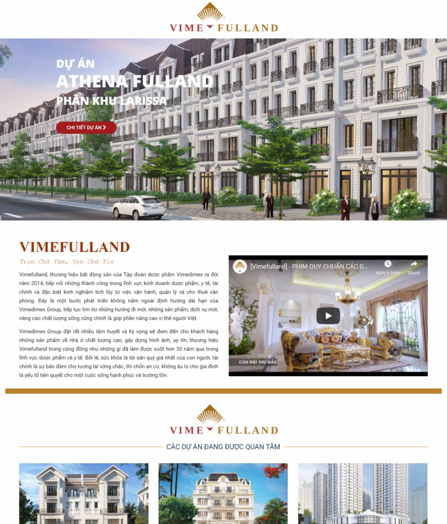 Dự án website bất động sản Vime Fulland