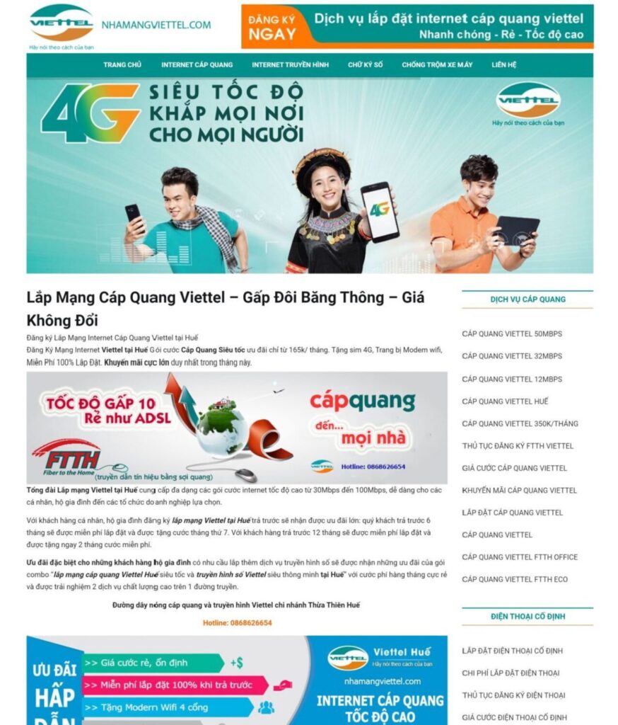 Dự án website dịch vụ mạng Viettel