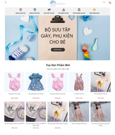 mẫu website bán hàng thời trang bh7 dành cho trẻ em