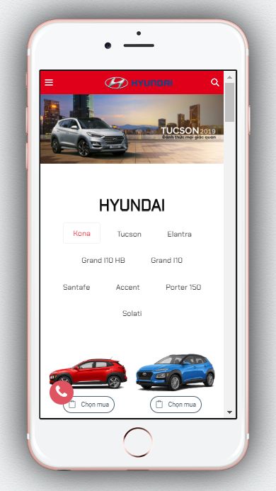 Mẫu Website Bán Ô Tô Hyundai – BH8 hiển thị trên màn hình điện thoại