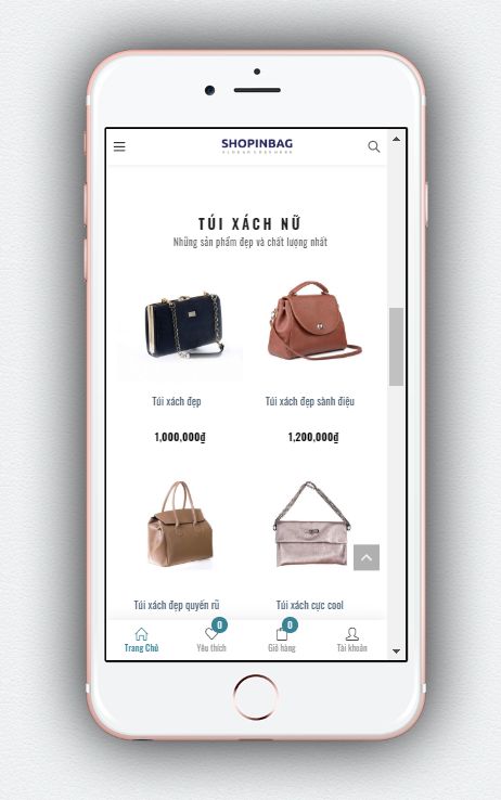 Mẫu website kinh doanh túi xách & phụ kiện thời trang – BH9 hiển thị trên màn hình điện thoại