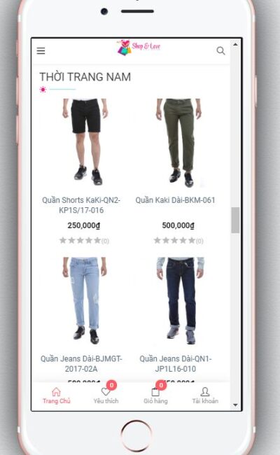 Mẫu Website Shop Thời Trang – BH2 hiển thị trên màn hình giao diện điện thoại