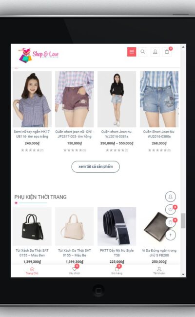Mẫu Website Shop Thời Trang – BH2 hiện thị trên giao diện tablet