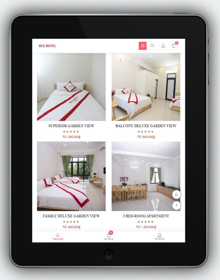 dự án website khách sạn huế tablet