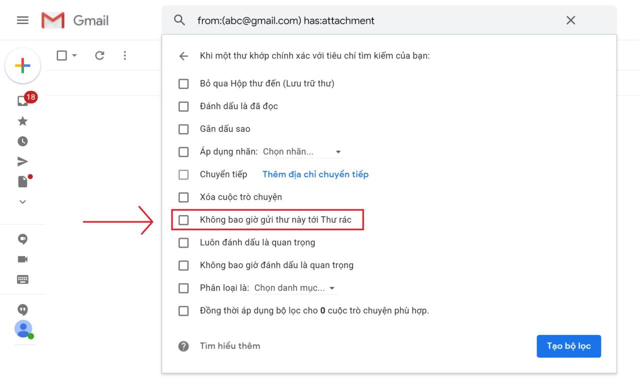 Cách lập danh sách trắng trong gmail