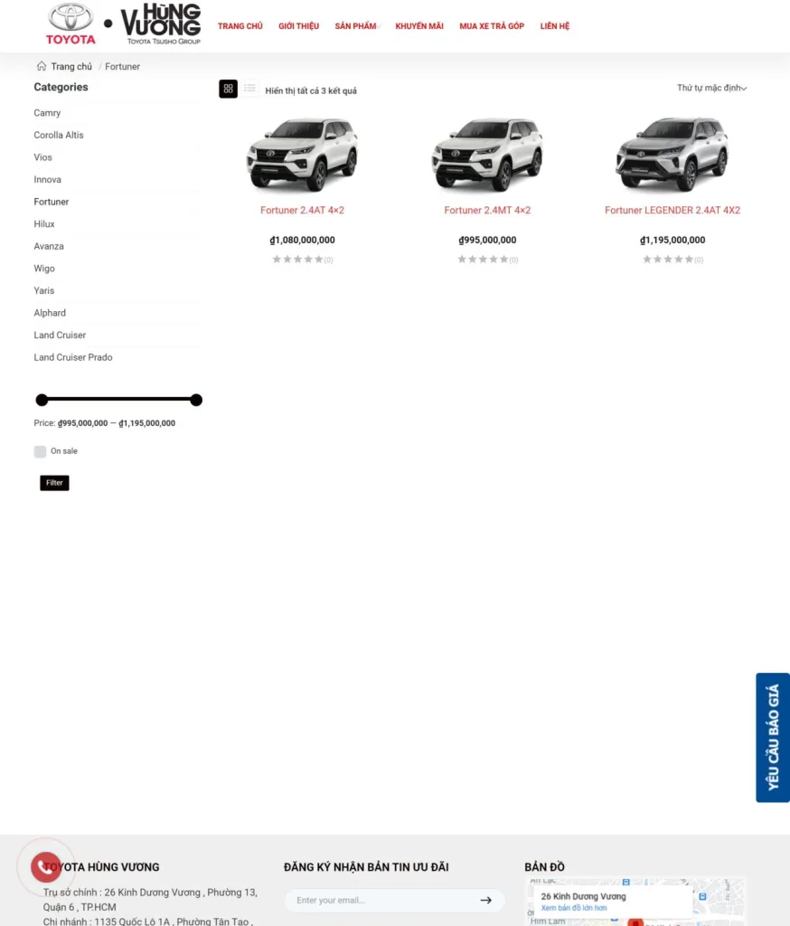 Dự án website Toyota Hùng Vương