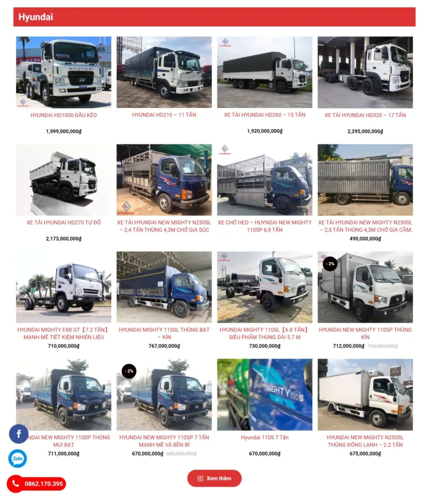 Dự án website ô tô miền nam