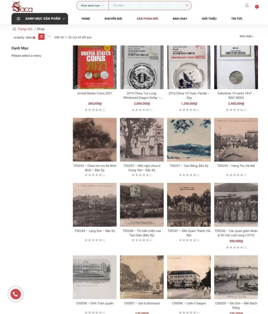 Dự án website Sacashop