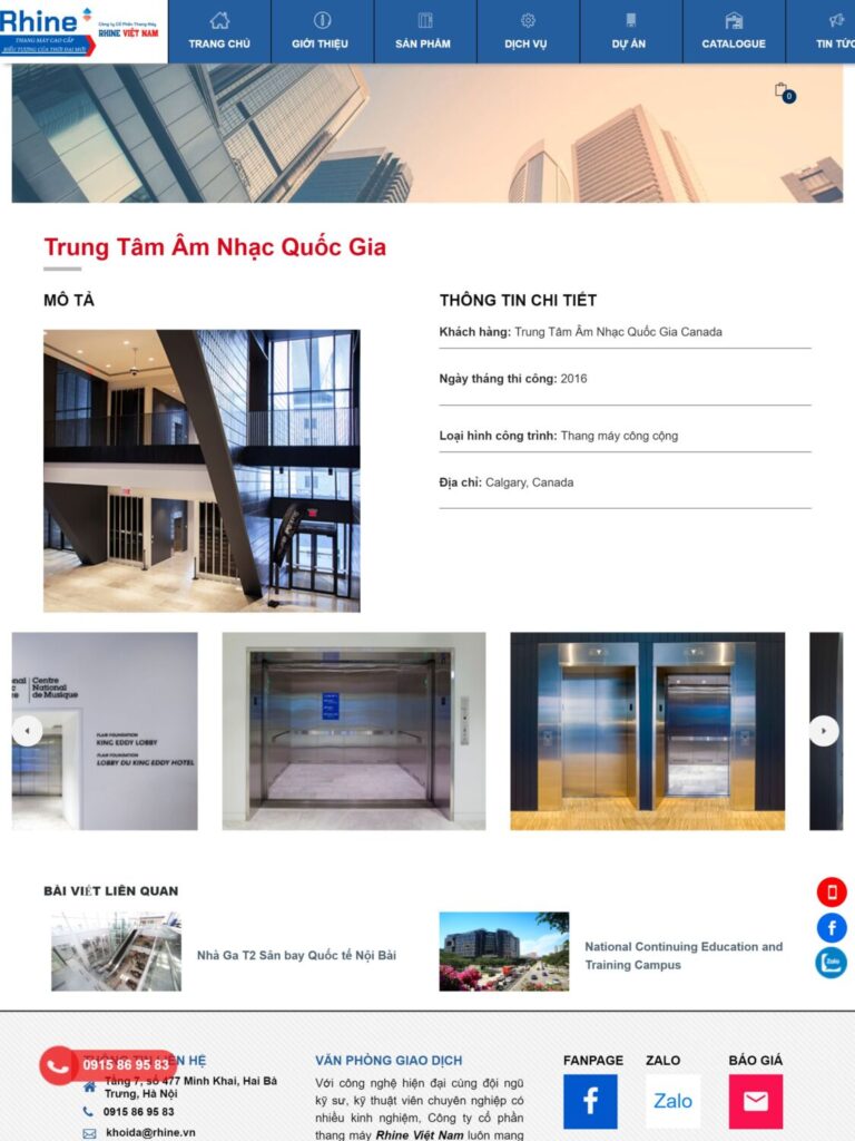 Mẫu website thang máy