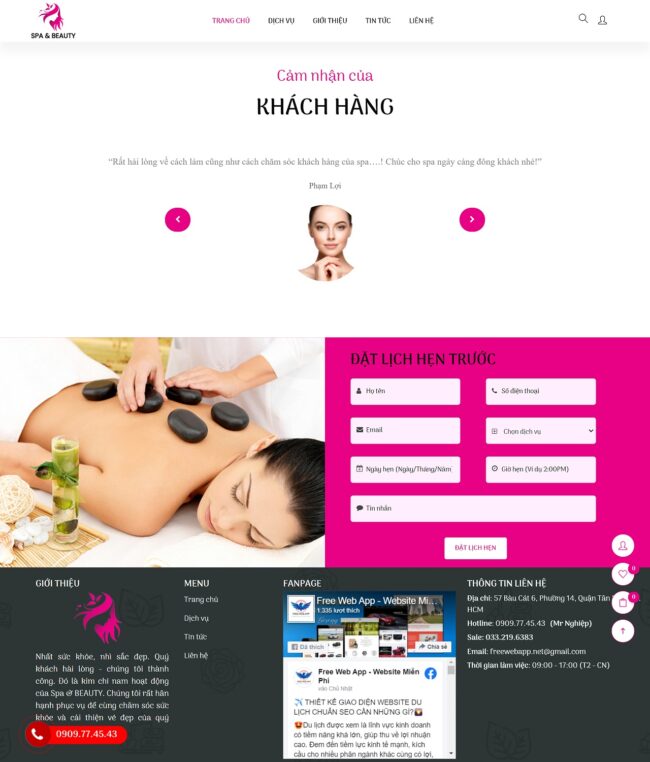 Trang liên hệ của mẫu website