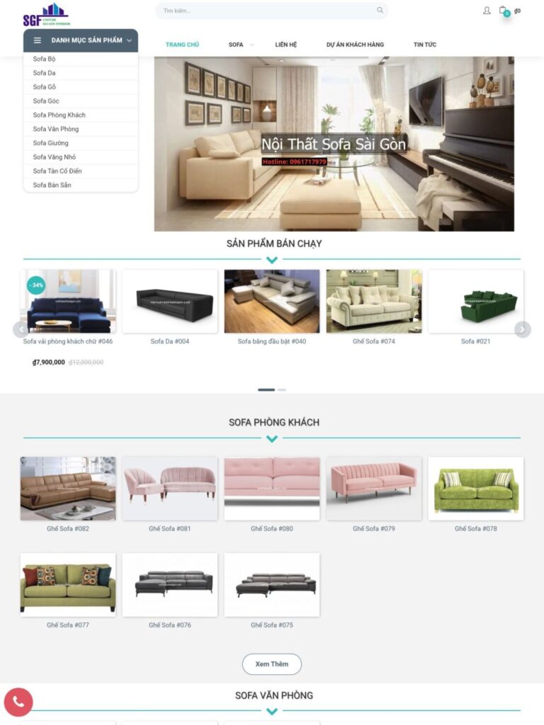 Dự án website Nội Thất Sofa Sài Gòn