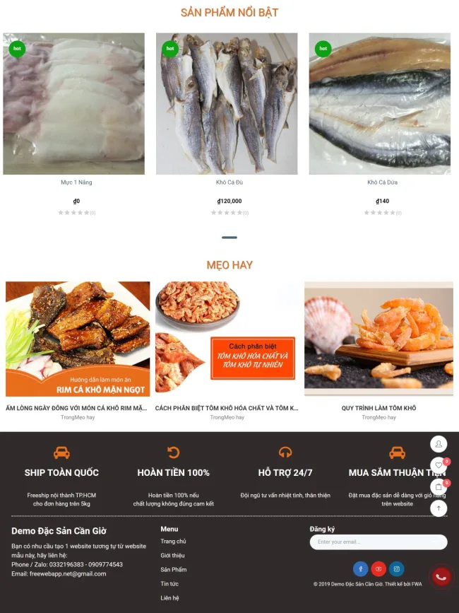 Mẫu Website Bán Hàng Hải Sản - BH15 - Hình ảnh 2