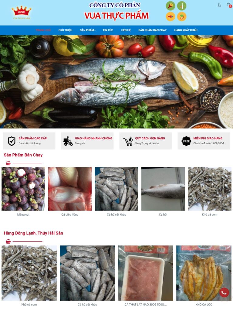 Dự án thiết kế website bán thực phẩm Vua Thực Phẩm