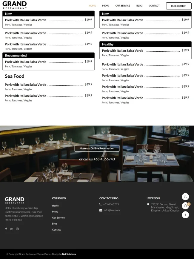 Mẫu Website Nhà Hàng - NH2 - Hình ảnh 2