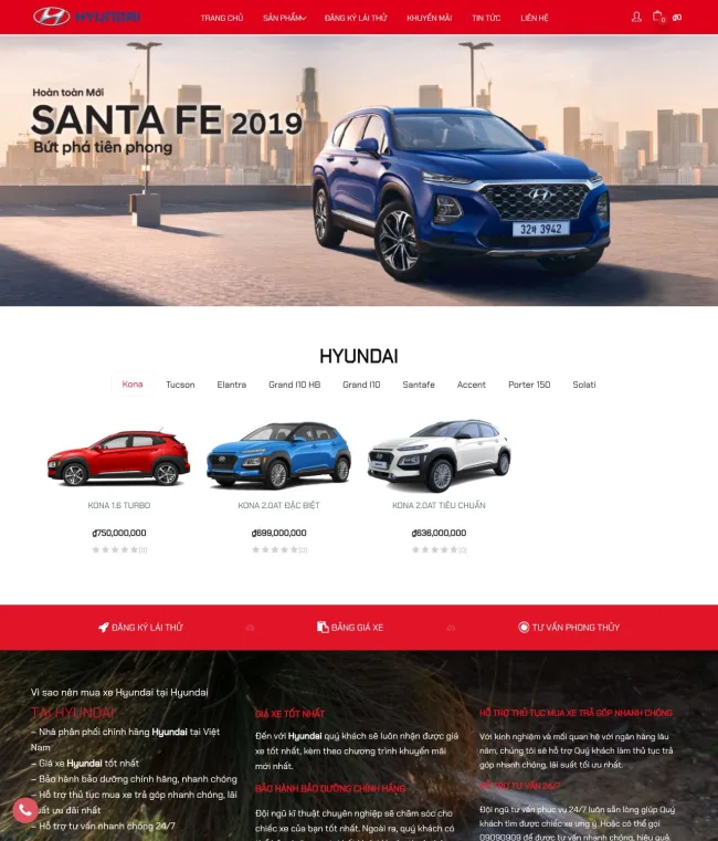 Mẫu Website Bán Ô Tô Hyundai - BH8 - Hình ảnh 2