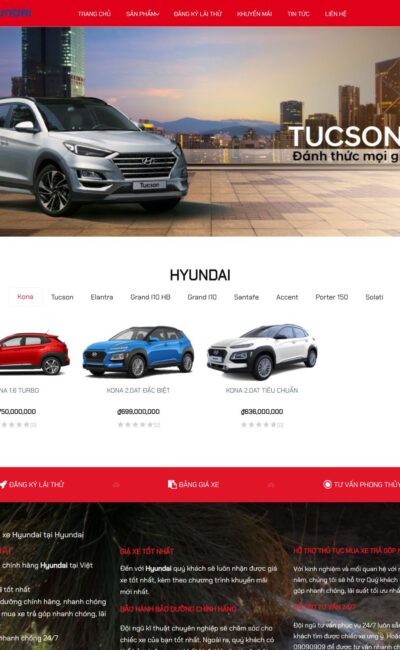 Mẫu Website Bán Ô Tô Hyundai - BH8