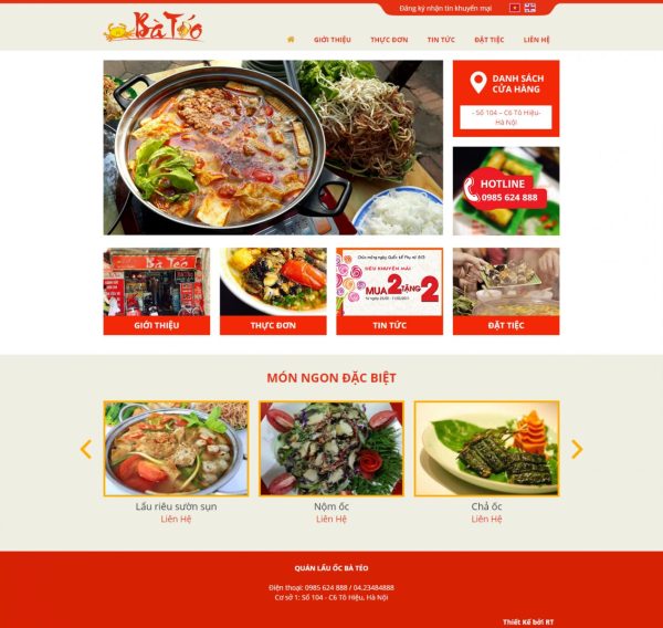 Thiết kế web nhà hàng