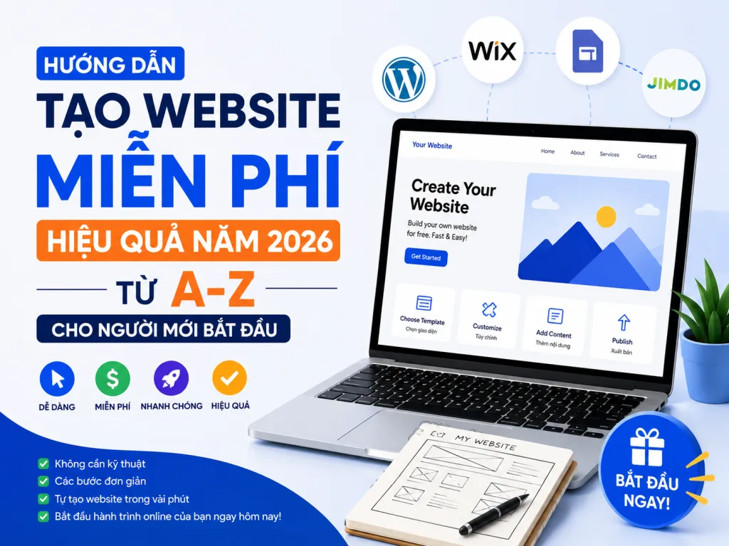 Hướng Dẫn Tạo Website Miễn Phí Hiệu Quả Năm 2026: Từ A-Z Cho Người Mới Bắt Đầu